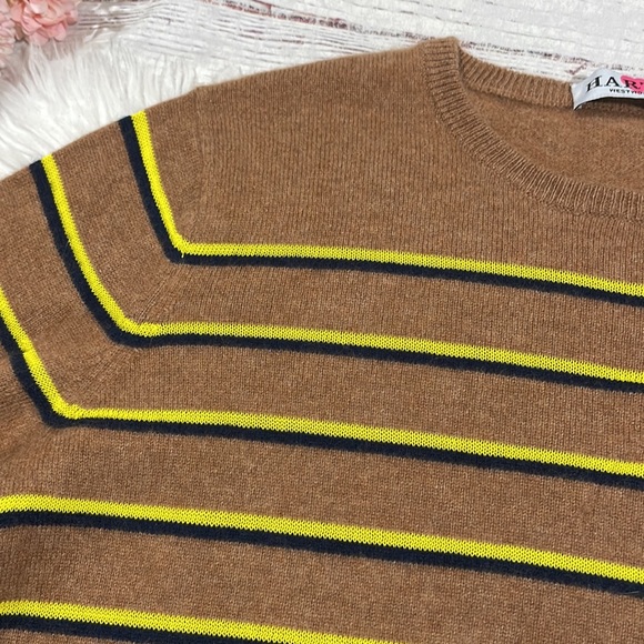 Kule Camel Cashmere Blend Samara Stripe Crewneck Sweater - Picture 10 of 10